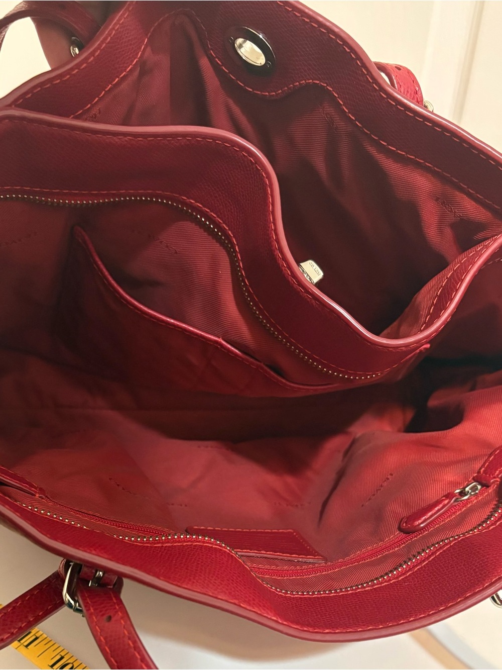 COACH, Red Leather Turnlock Tote with Tag - Picture 7 of 13